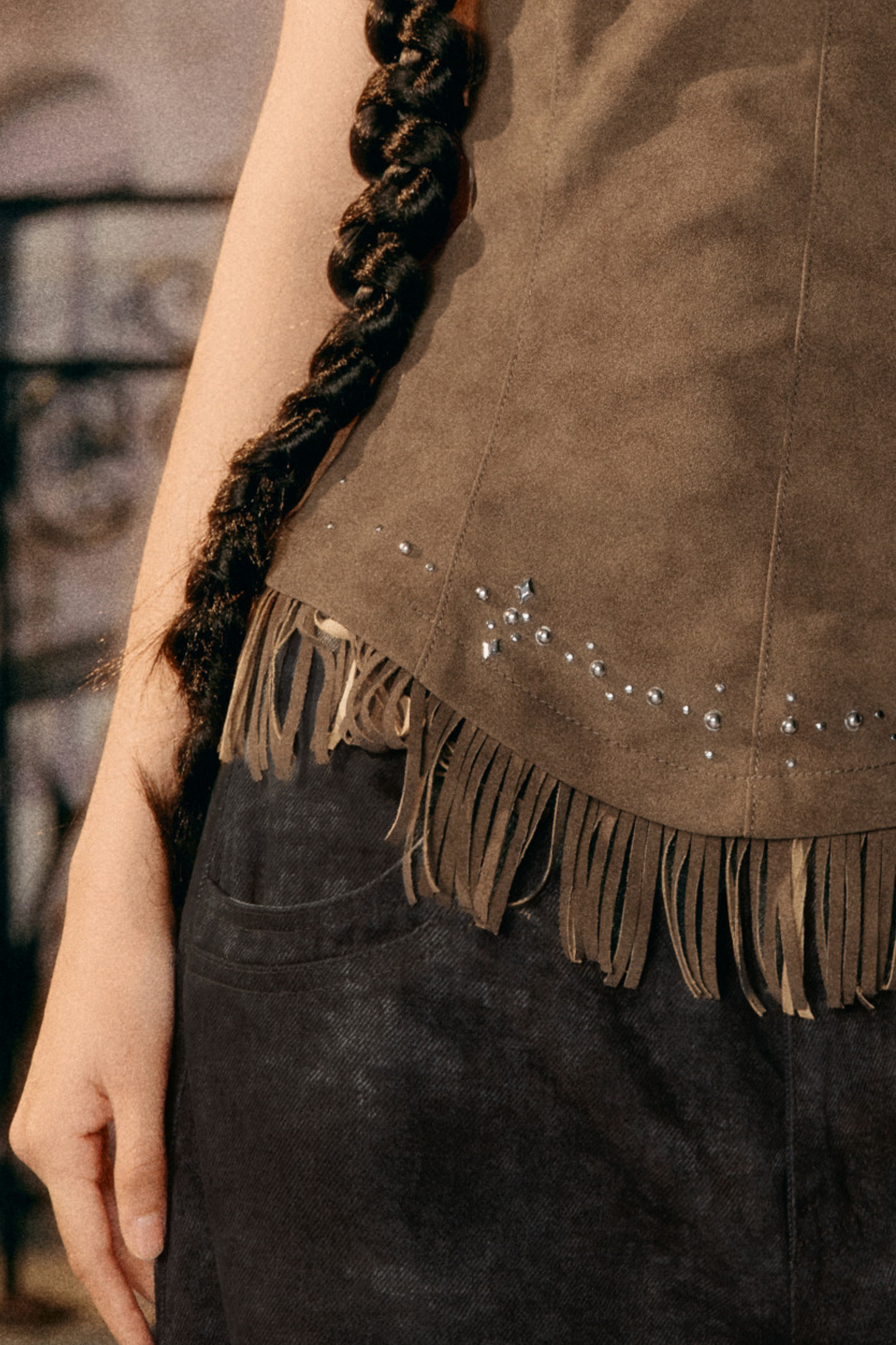 Vintage Faux Suede Tassel Camisole