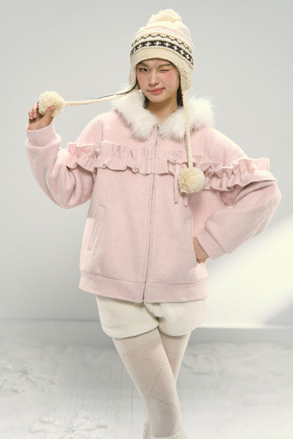 White Fur Elasticated Waist Shorts