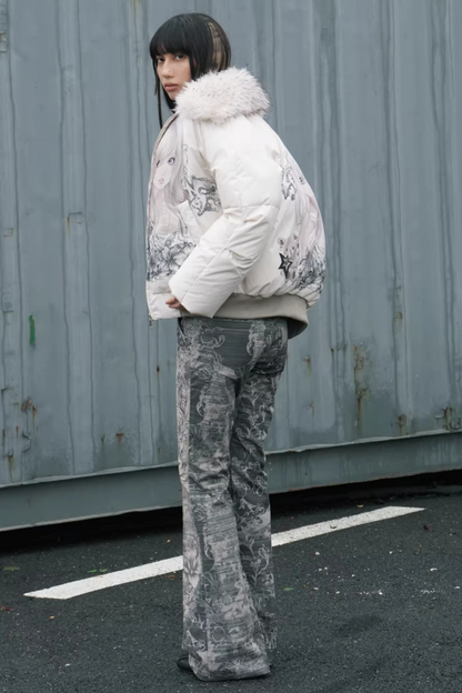 Retro Floral Bootcut Pants