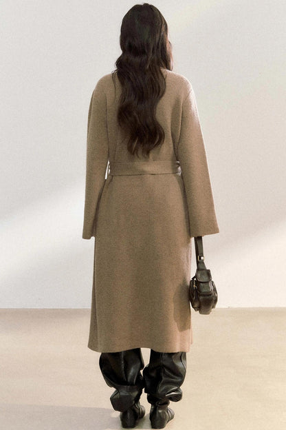 Lapel Double-Breasted Knit Coat