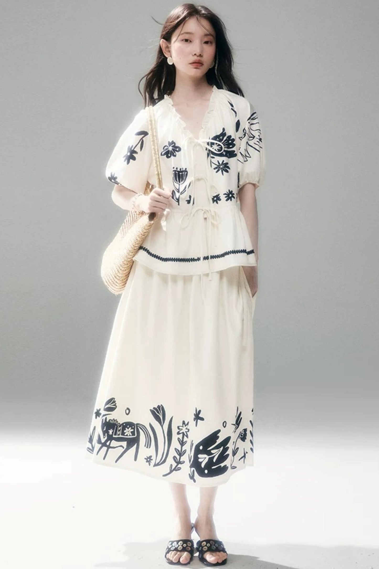 Floral Pony Linen Skirt