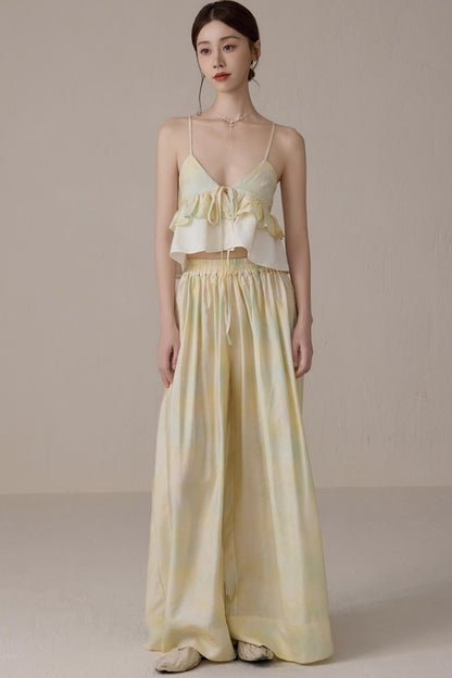 Romantic V-Neck Color Block Top