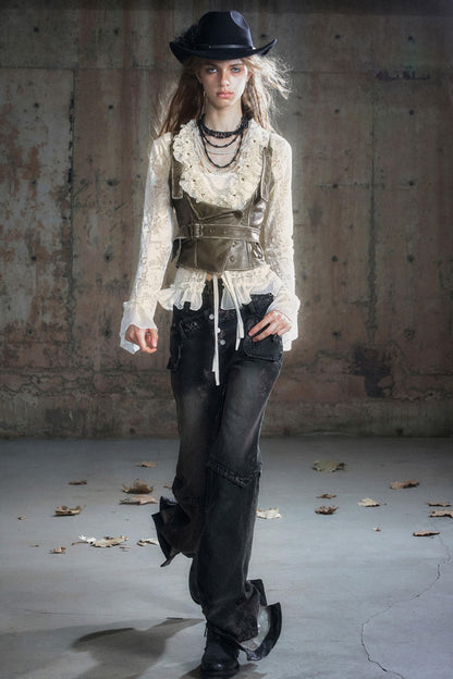 Patchwork Distressed Pants