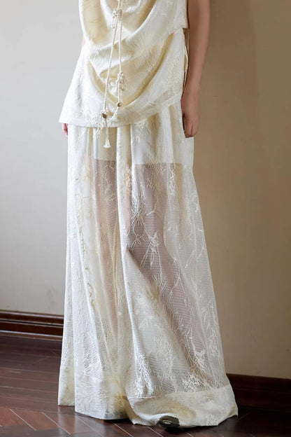 Off-White Romantic Hollow-Out Pants