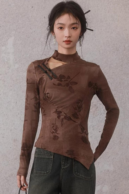 Chinese Style Brown Base Layer Top