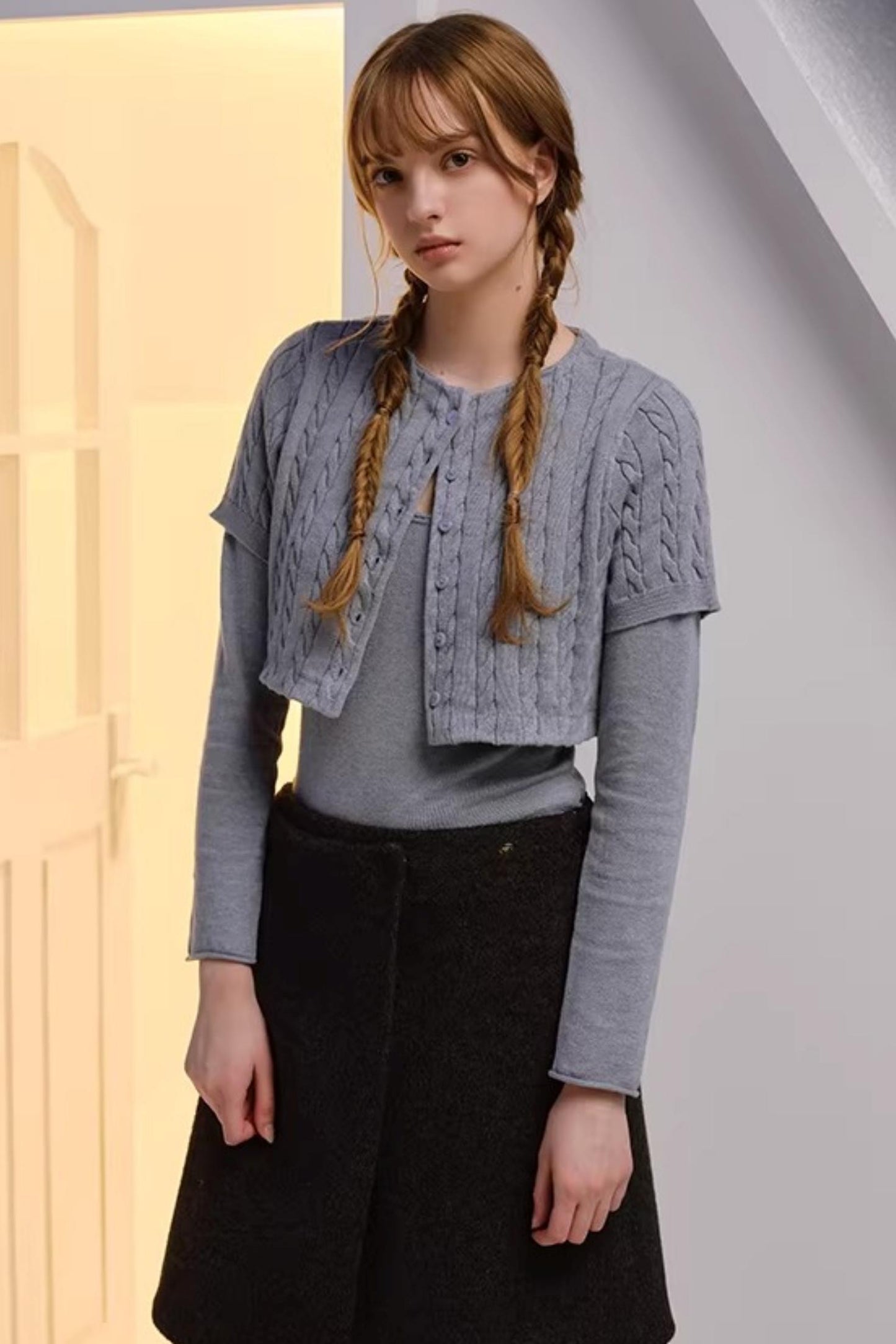 Twisted Pattern Cardigan Set