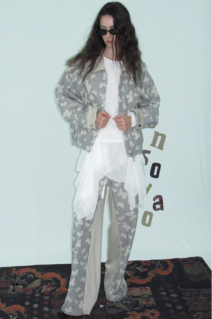 Jacquard Denim Baseball Jacket