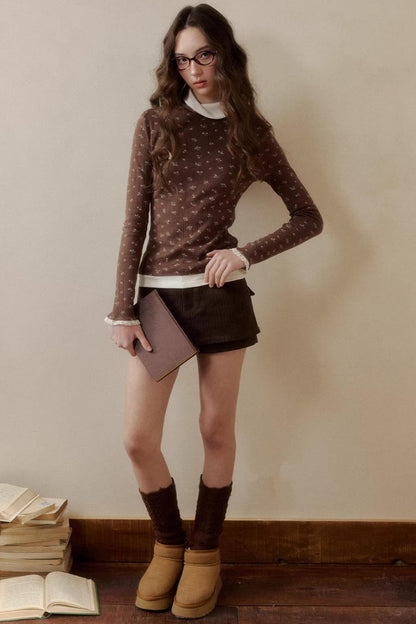 Floral Knit Long-Sleeve Top