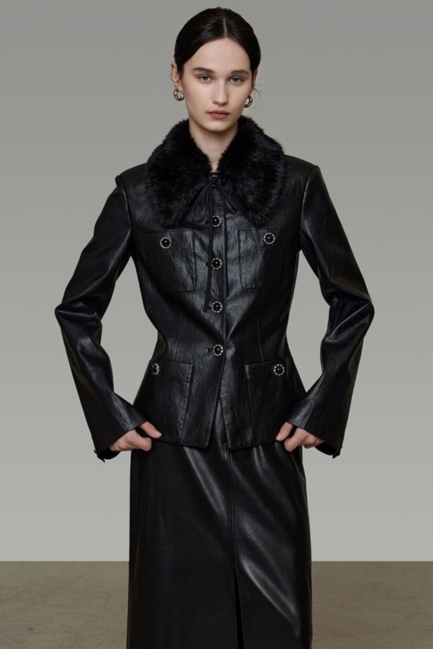 Fur Collar Patchwork Jacket