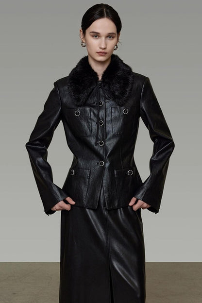 Fur Collar Patchwork Jacket