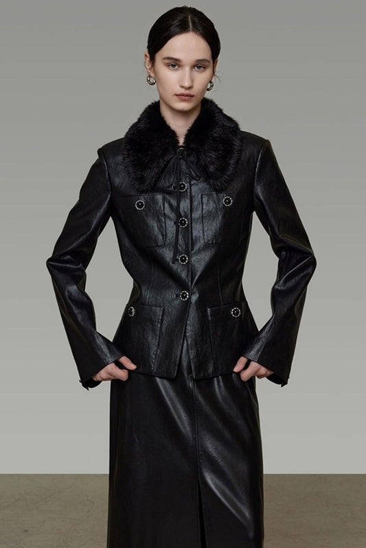 Fur Collar Patchwork Jacket