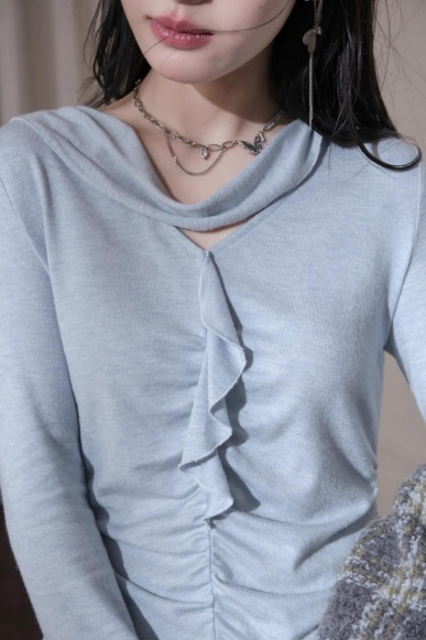 Milk Blue Wool Ribbon Knit Set