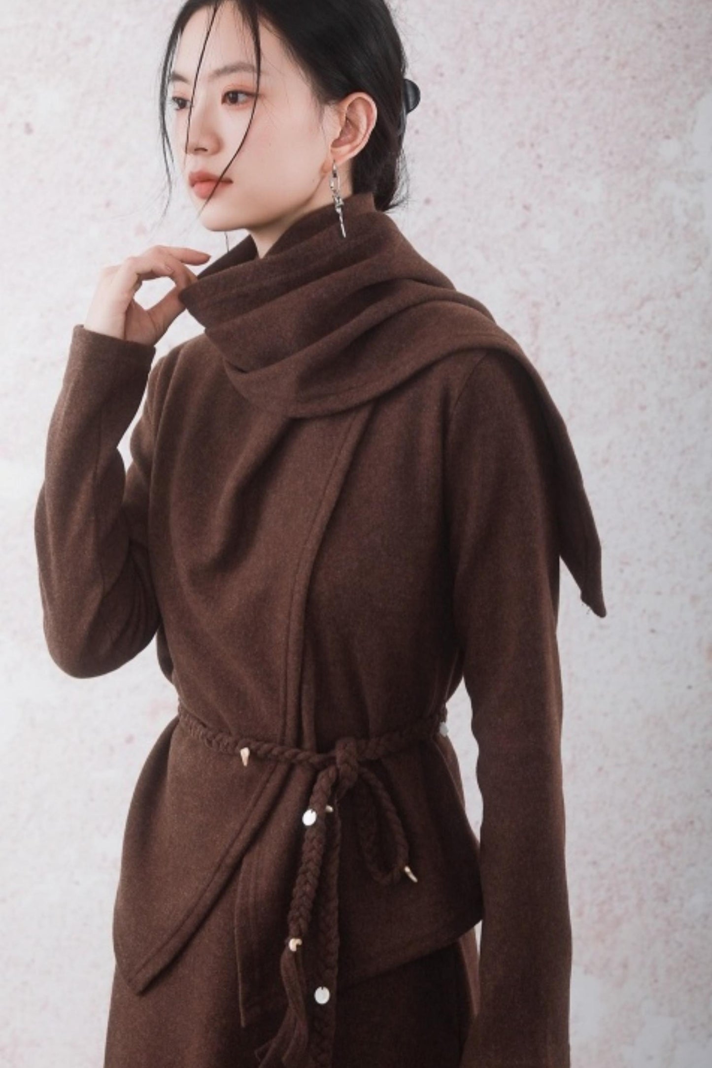 Chestnut Brown Knitted Sweater Set-Up