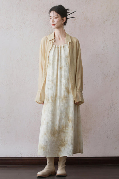 Beige Beaded Camisole Dress