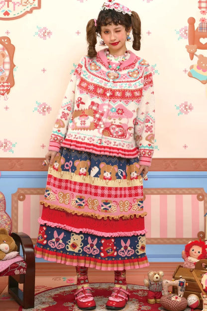 Fair Isle Mink Knit Cardigan