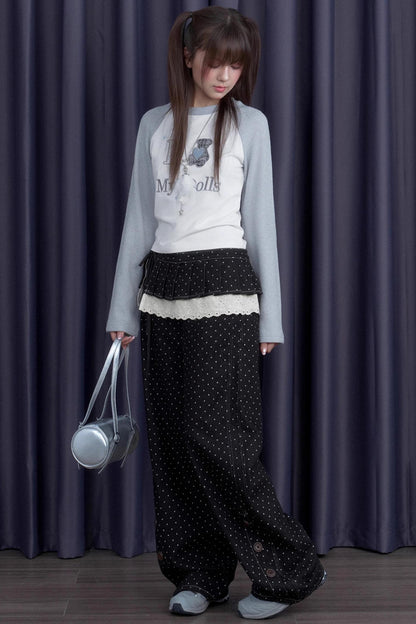 Detachable Skirt Polka Dot Jeans