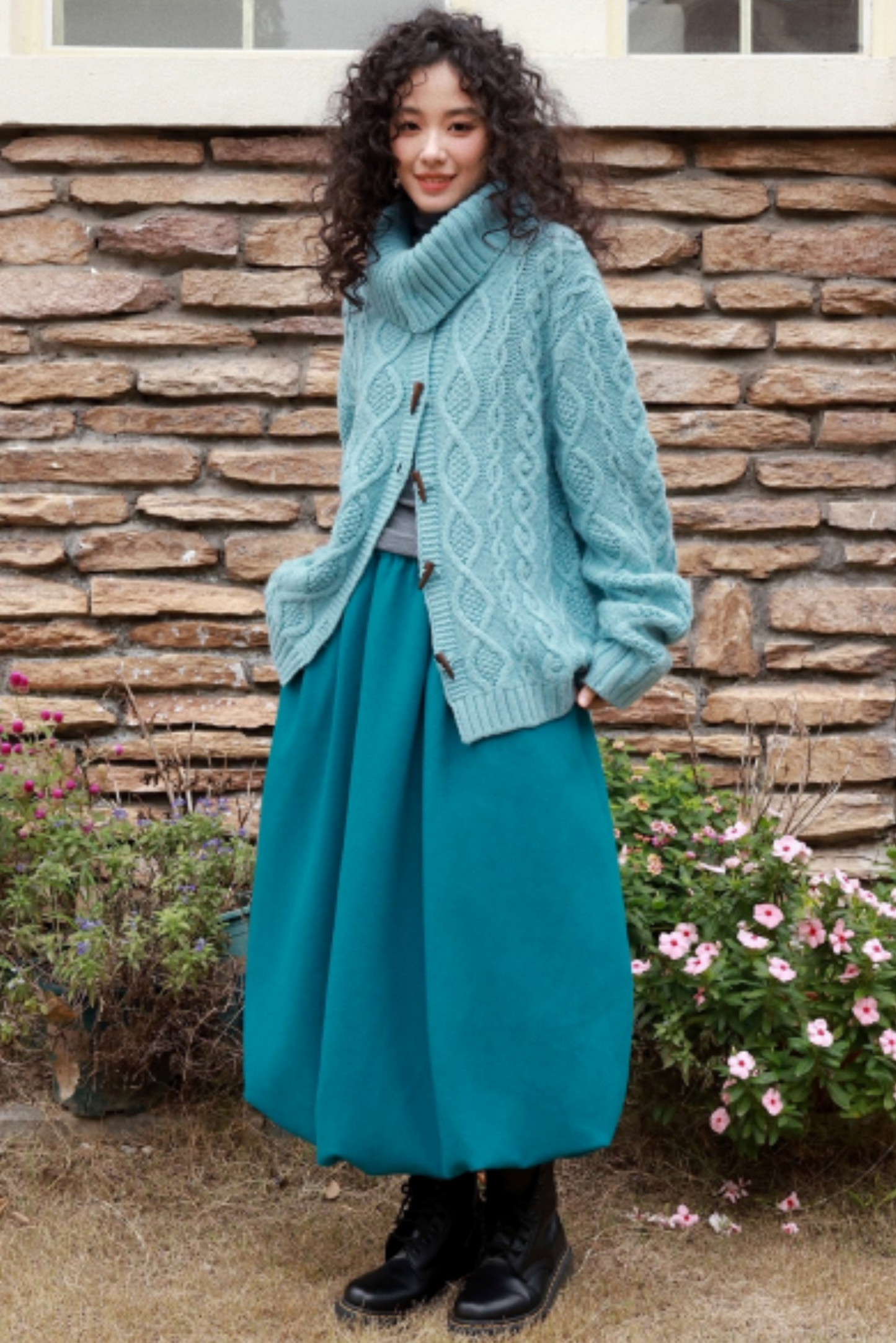 Wool Cable Knit Cardigan