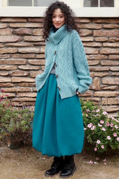 Wool Cable Knit Cardigan