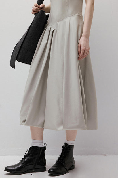Asymmetrical Bud Gray Bubble Dress