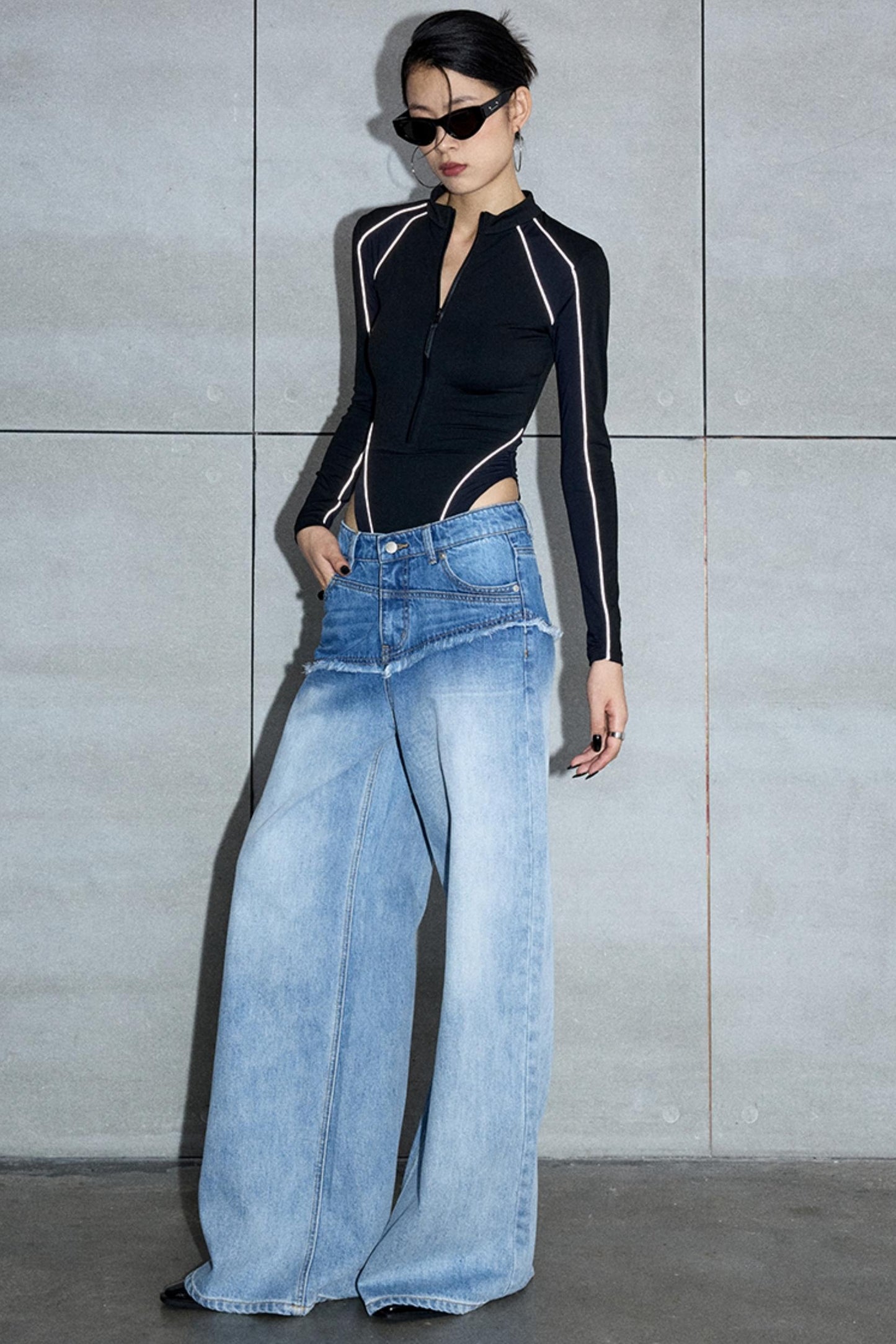 Reflective Stripe Biker Jumpsuit Top