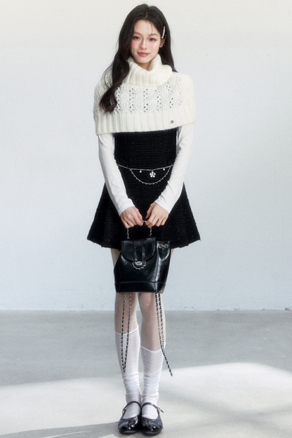 Elegant Tweed Pleated Dress