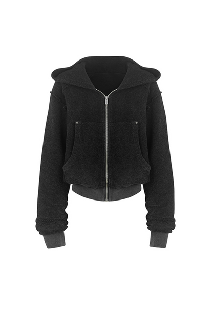 Raw Edge Hooded Jacket