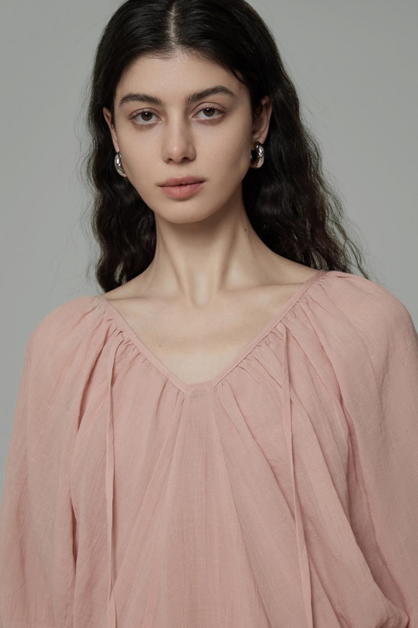 Lantern Sleeve Linen Dress