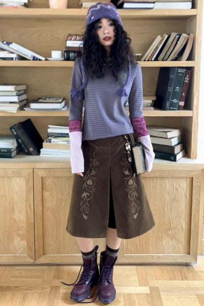 Iris Shadow Suede Lace Skirt