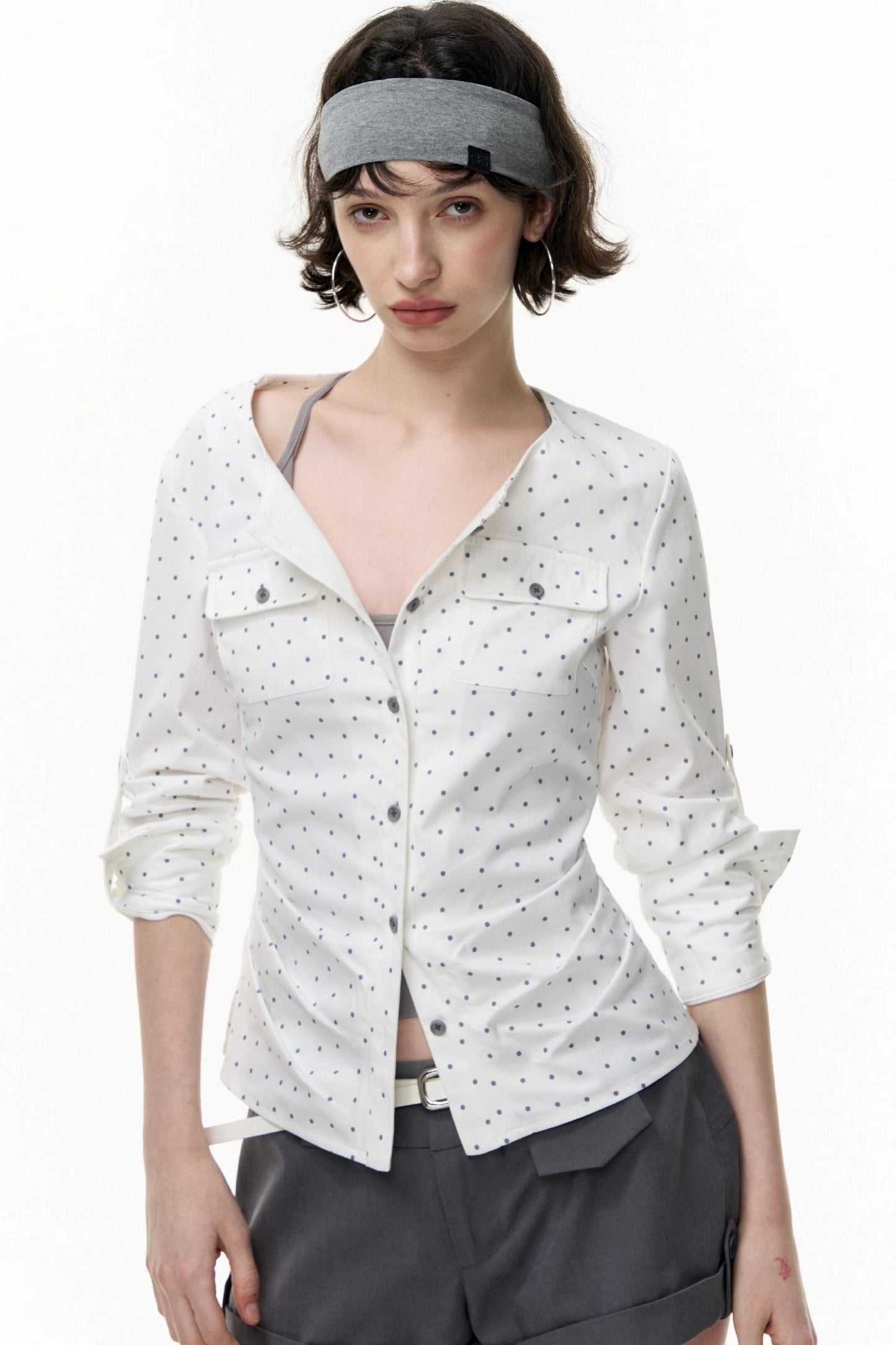 Retro Polka Dot Long Sleeve Shirt