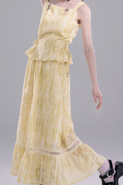 Sandalwood Drawstring Ensemble Skirt Set-Up