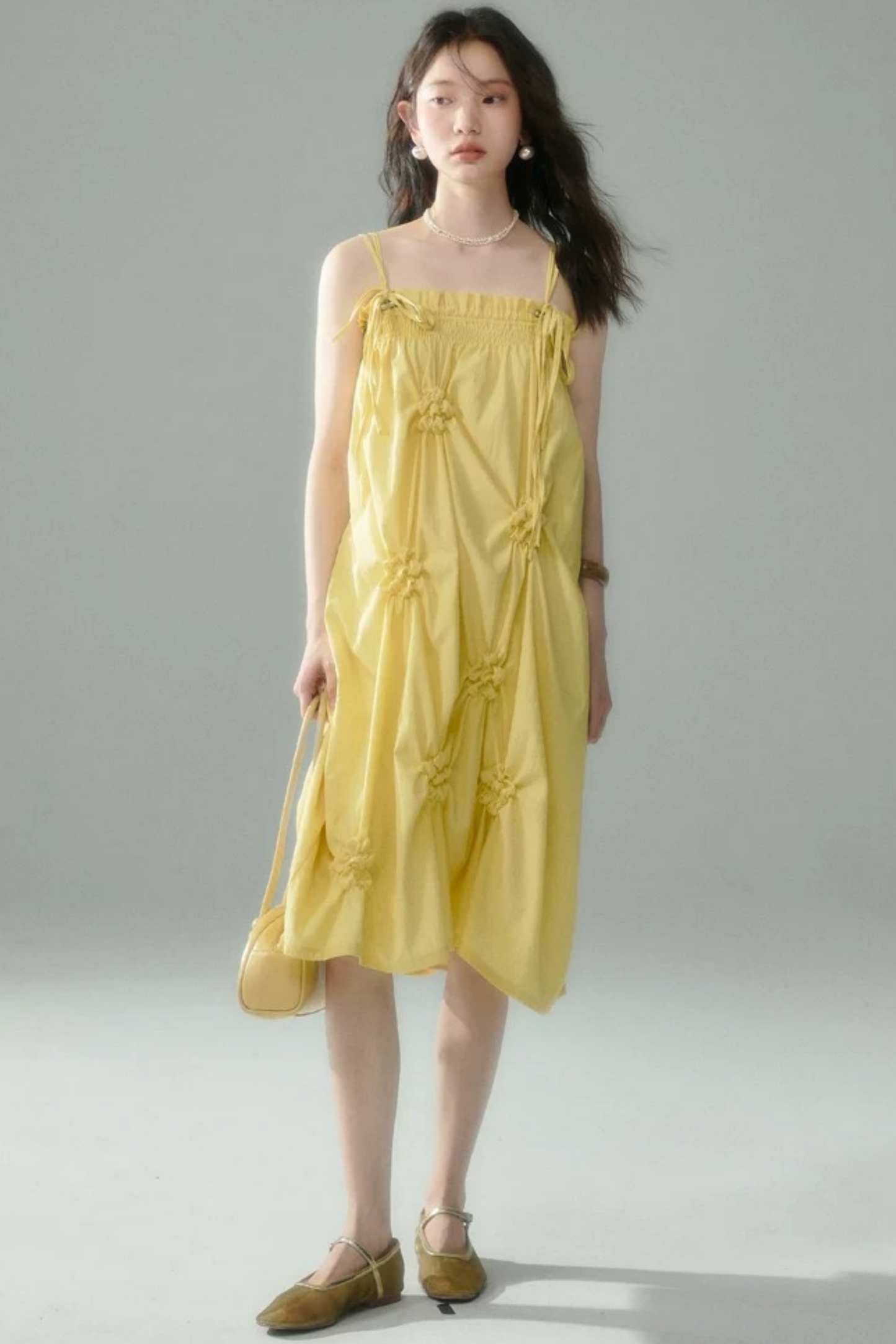 Marigold Pleated Flower Dress