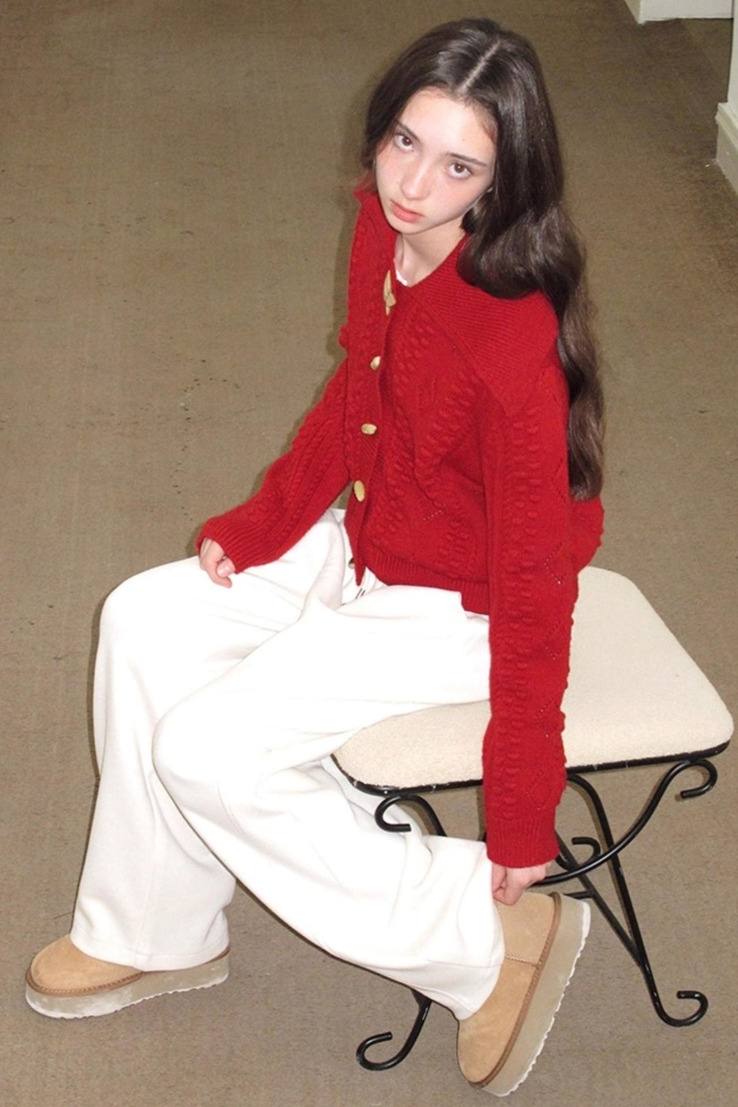 Fleece Mist Elastic Waist Knit Pants