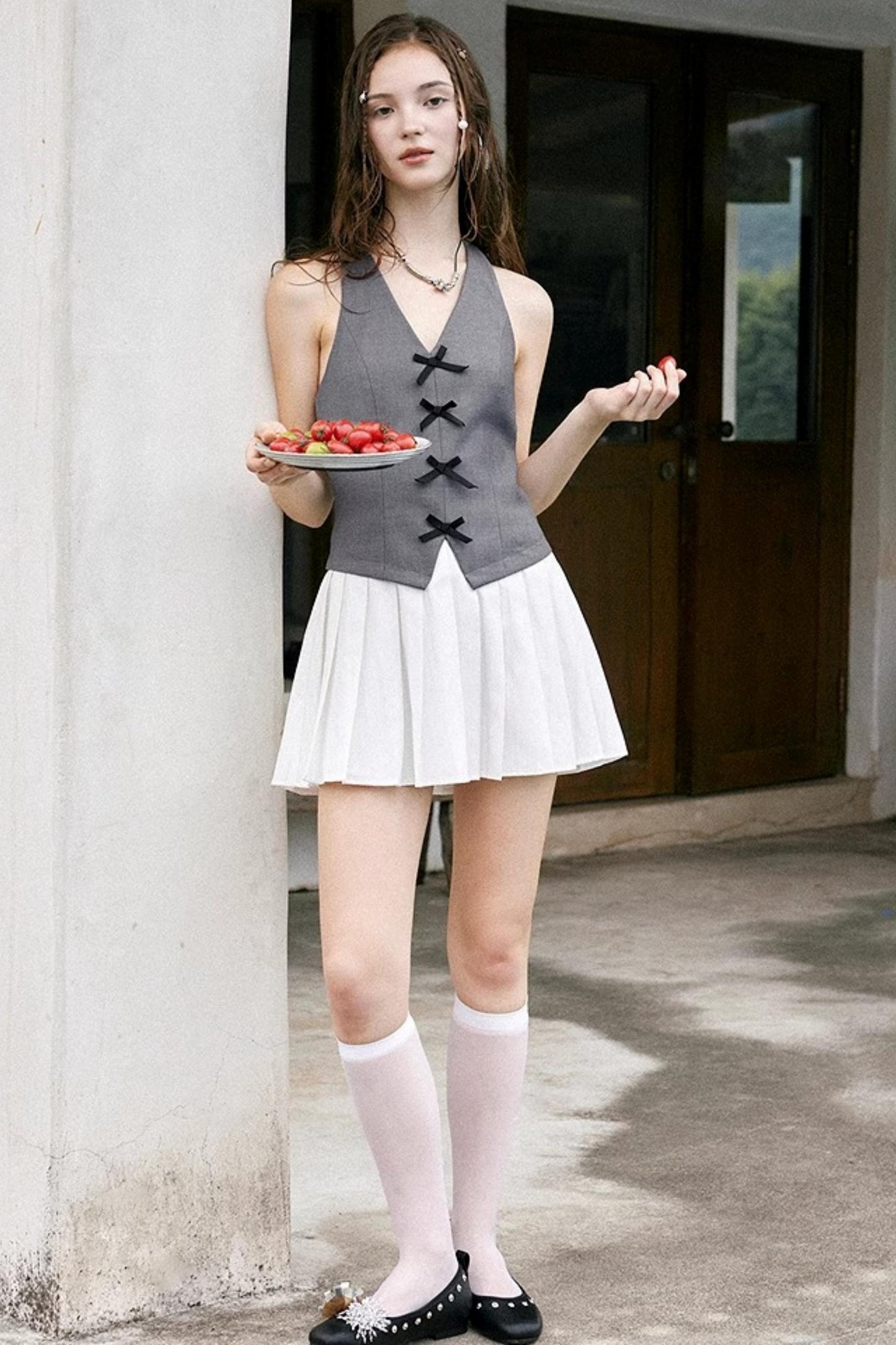 Gray A-Line Halter Dress