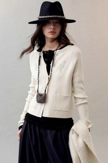 Patch Embroidered Knitted Cardigan
