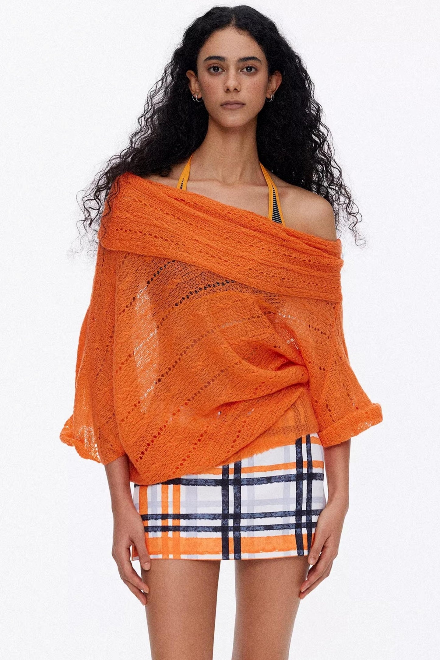 Contrast Plaid Mini Skirt