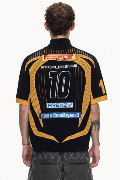 Yellow and Black Mesh Polo Shirt