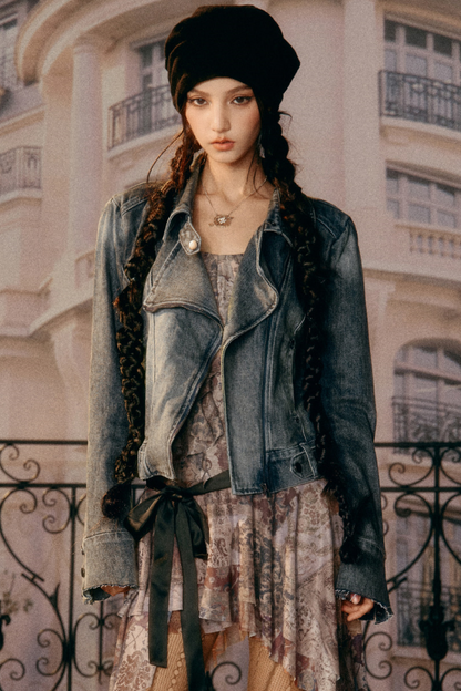 Vintage Süßes Denim-Jacke