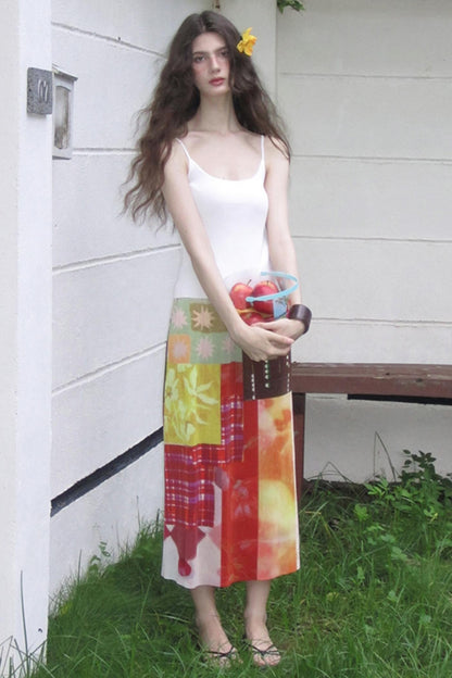 Sunset Tide Line Pleated Skirt