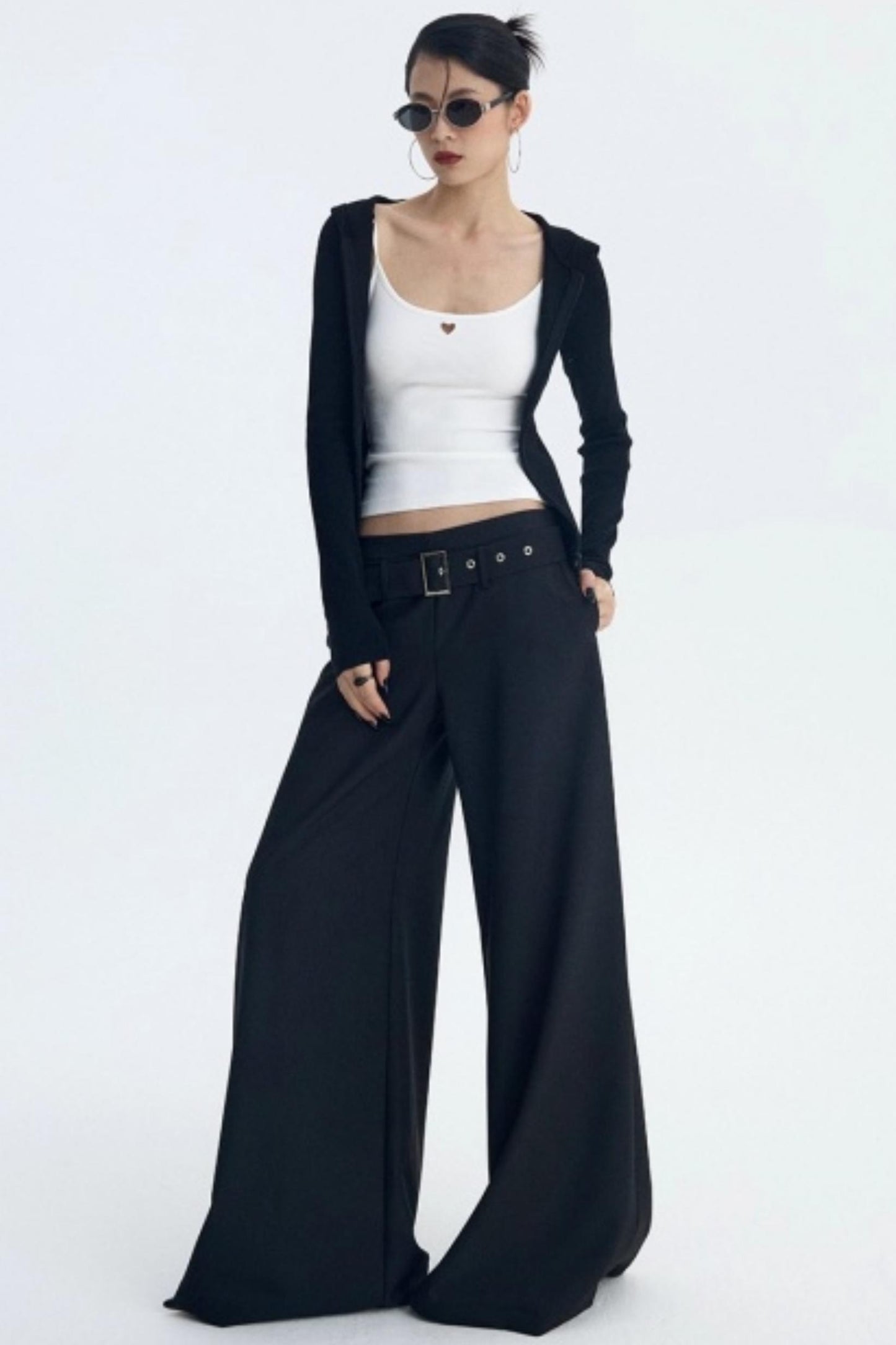 Detachable Belt Wide-Leg Pants