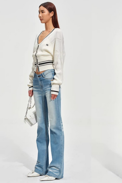 Tencel Wool Striped Cardigan