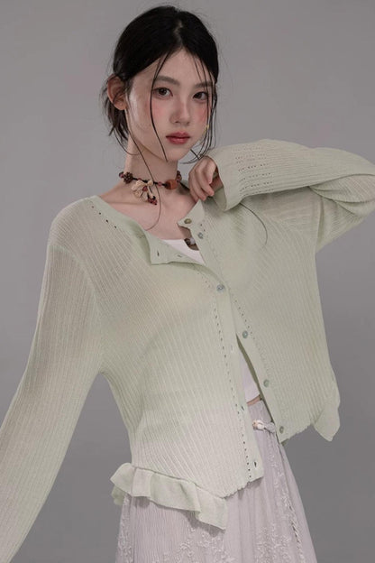 Cloud White Knit Cardigan Top