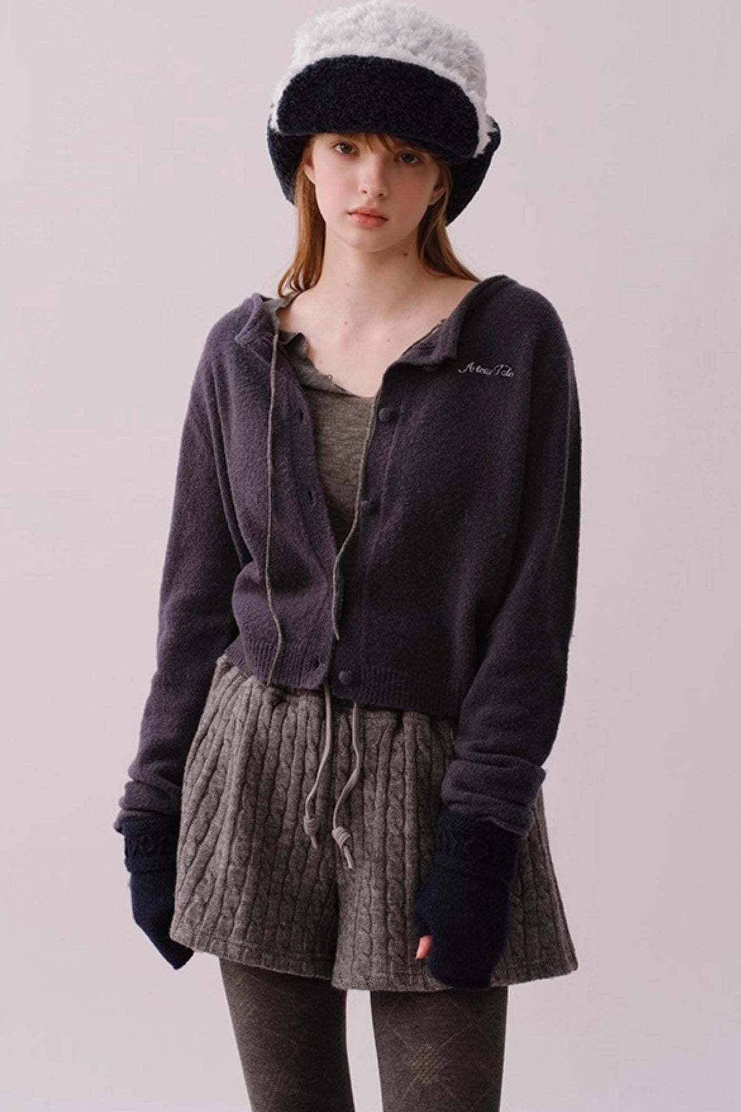 Knitted Twist Pattern Skirt Pants