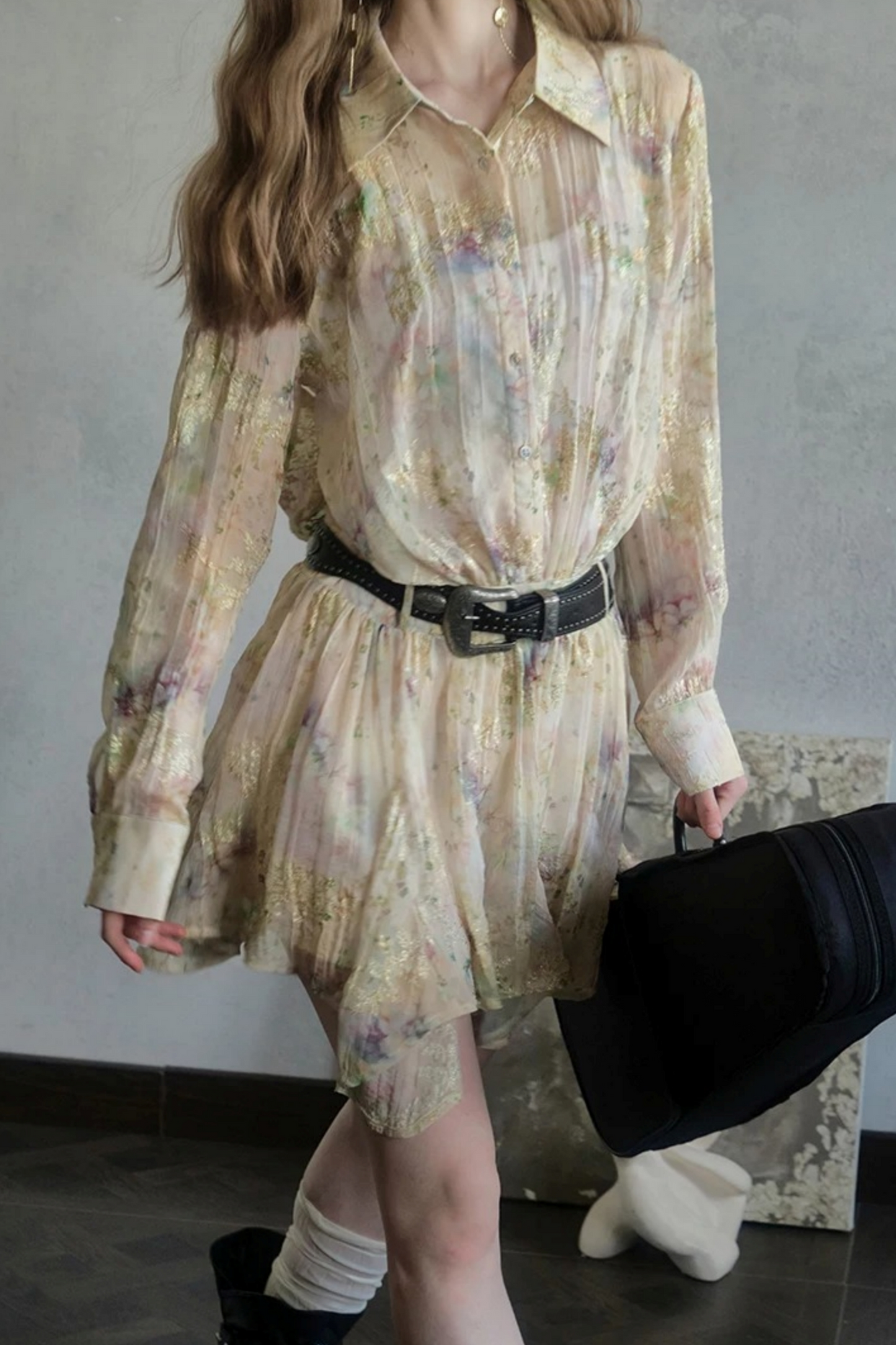 Sunset Embroidery Pleated Dress Set