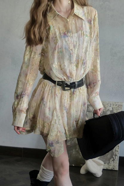 Sunset Embroidery Pleated Dress Set