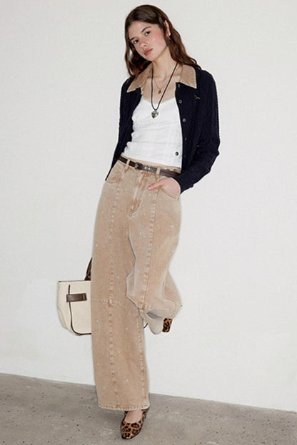 Letter Embroidered Knit Cardigan