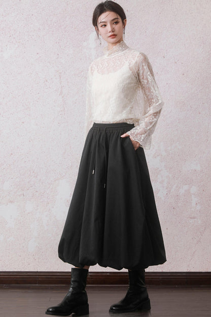 Vintage Black High-Waist Skirt