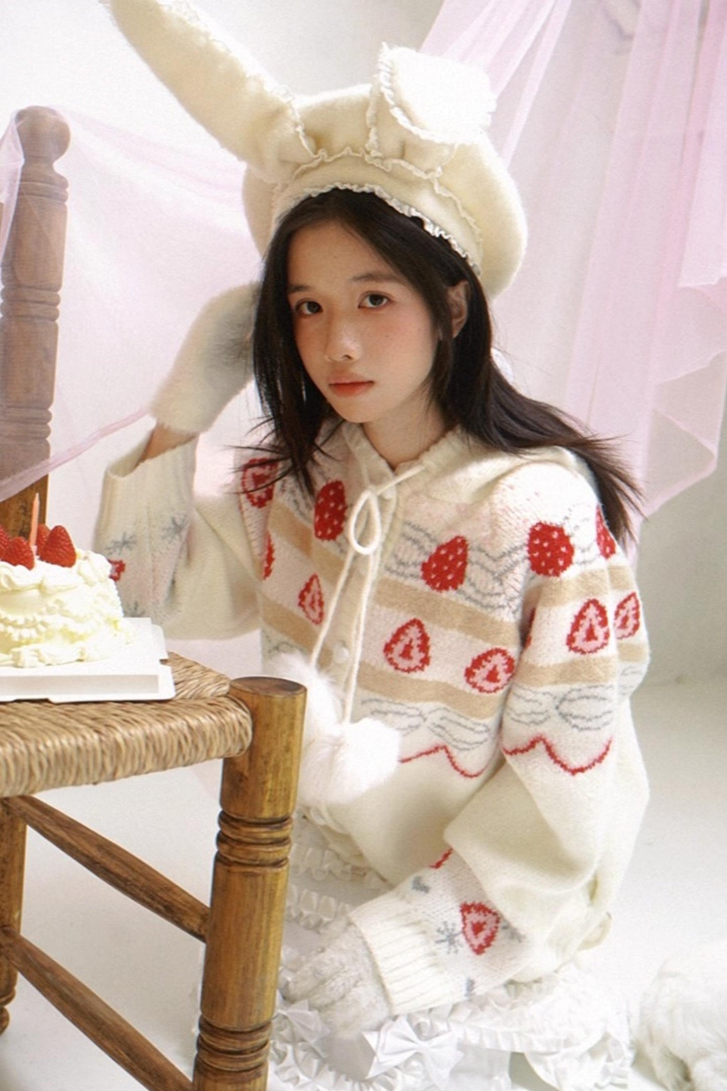 Happy Birthday Strawberry Mohair Cardigan