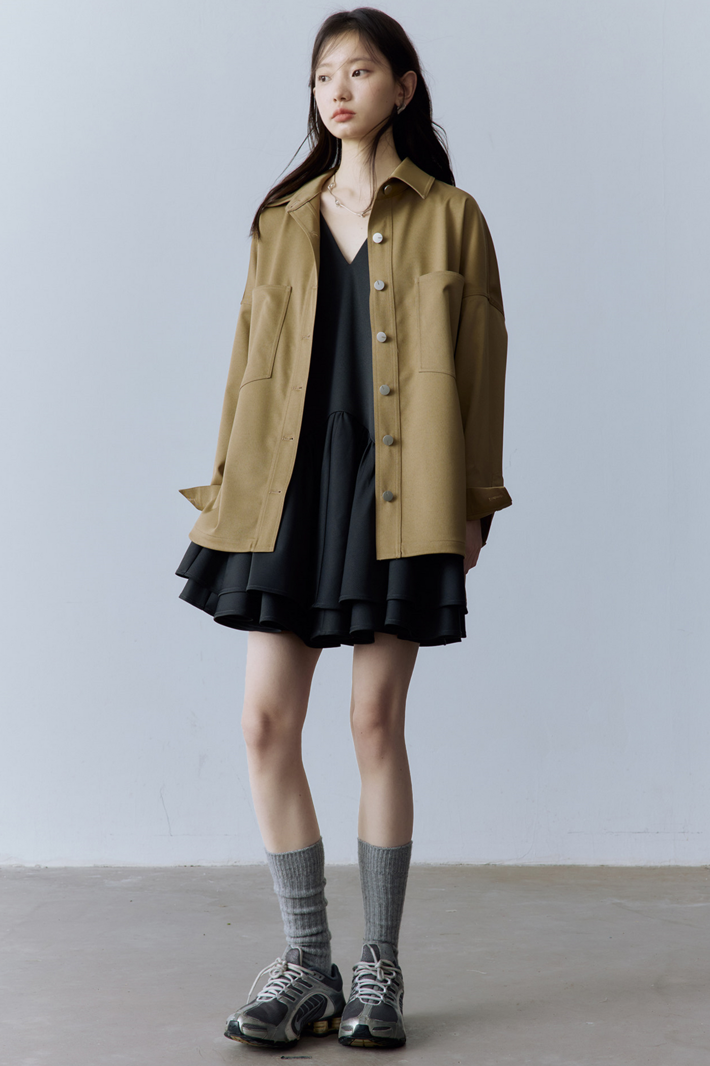 Acetate Wool Toggle Shirt Jacket
