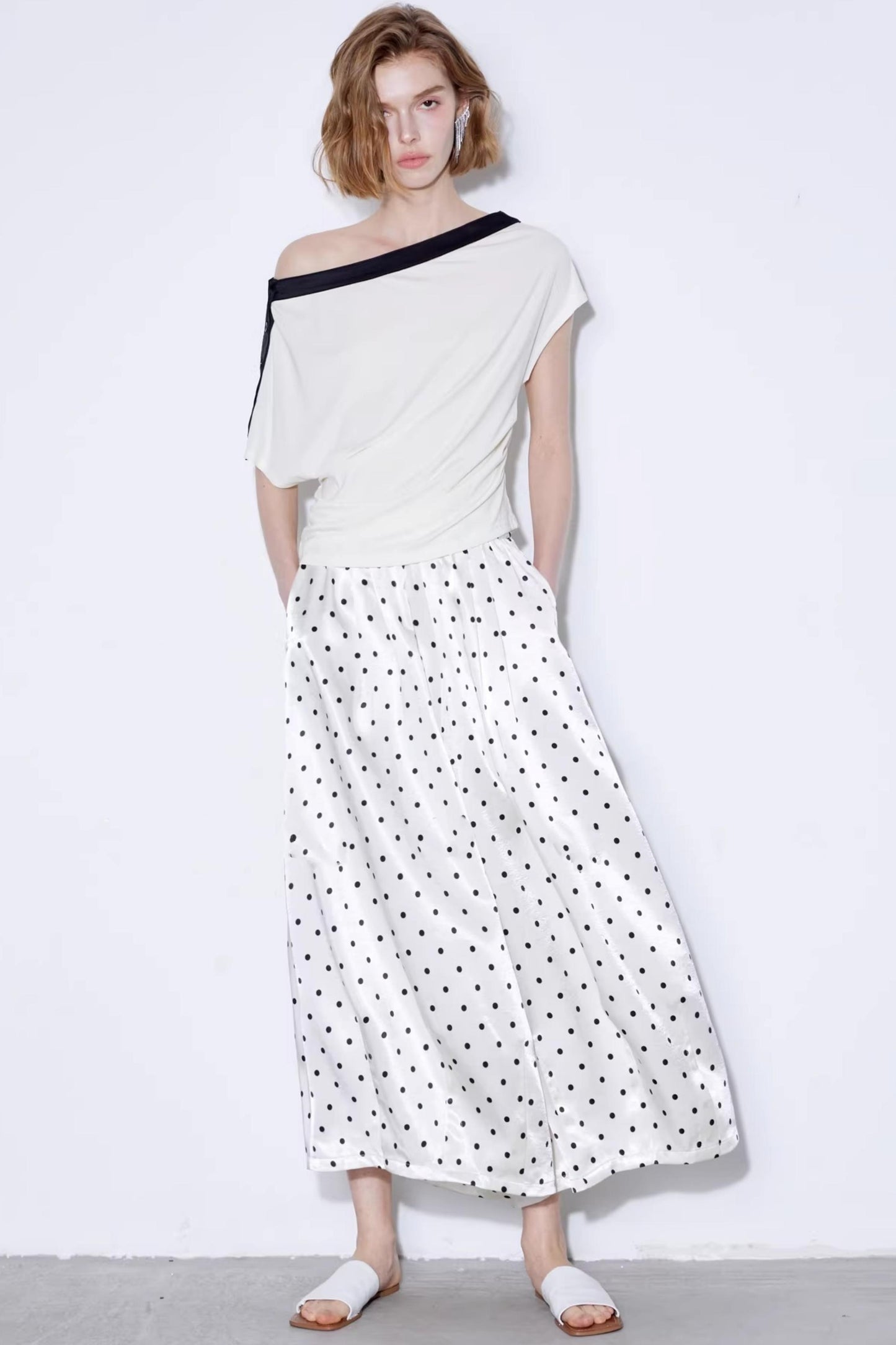 Off-White Polka Dot Silk Pants