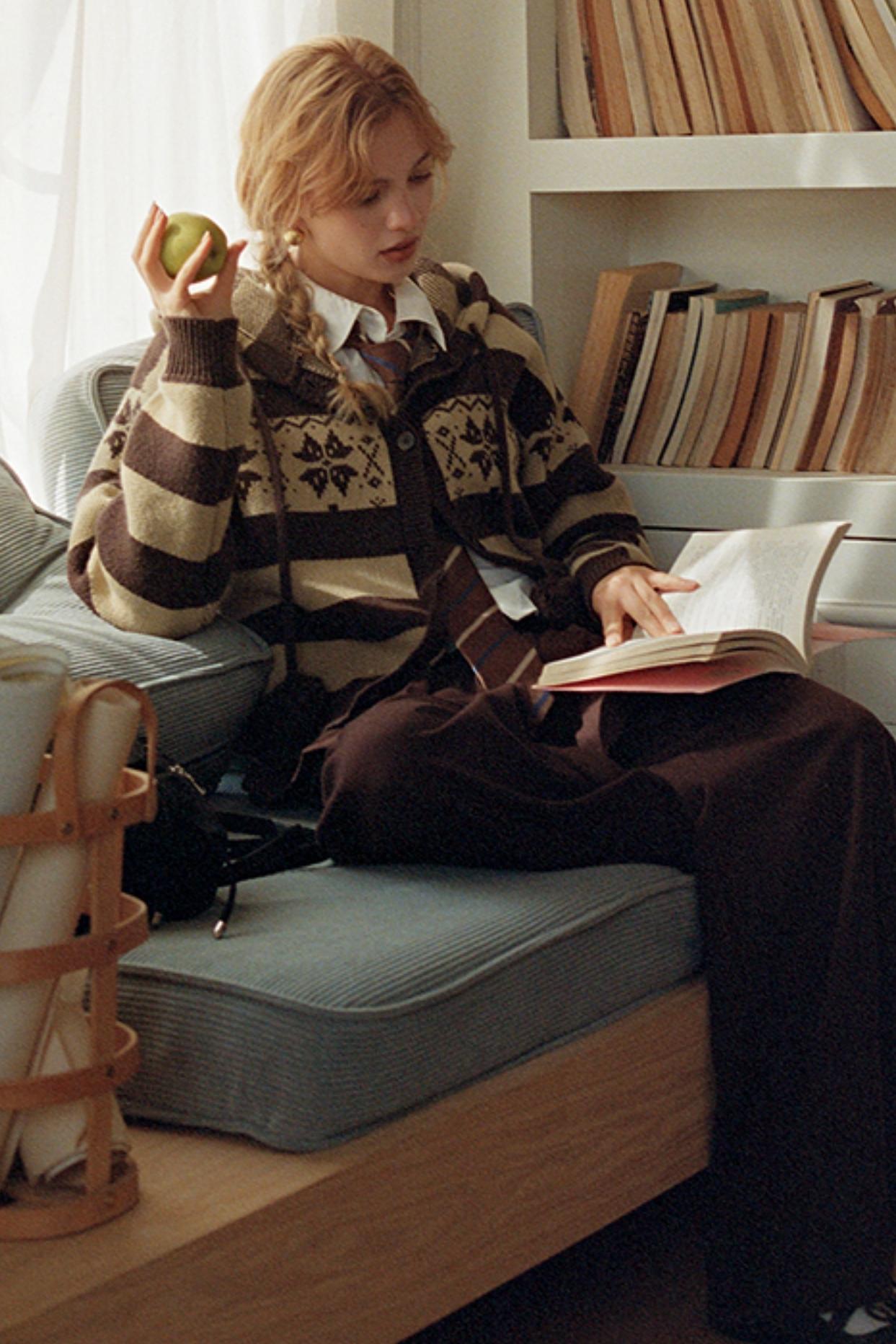 American Retro Fair Isle Wool Cardigan